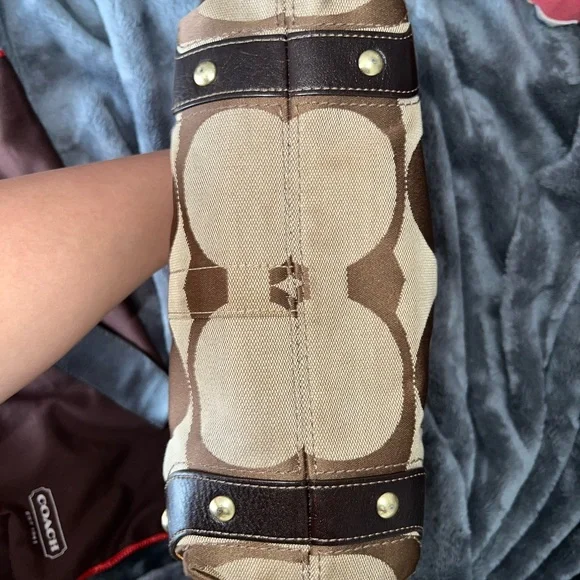 COACH Vintage Signature Canvas Carly Hobo Bag Shoulder Purse #K10619 - Picture 5 of 13